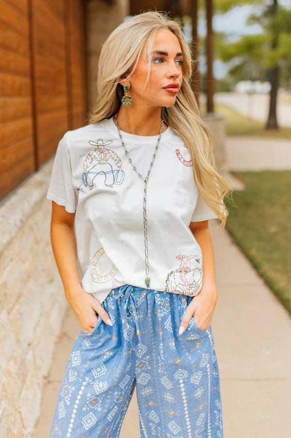 Roping Cowboy Embroidered Tee