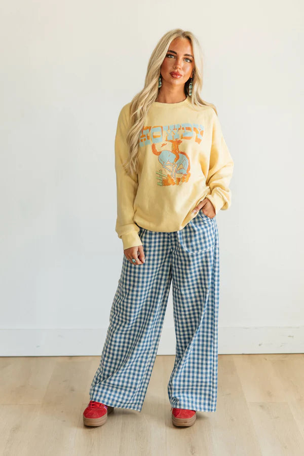 Blue Gingham Lightweight Pant
