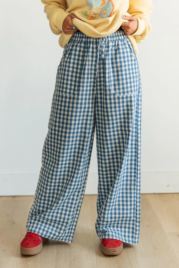 Blue Gingham Lightweight Pant