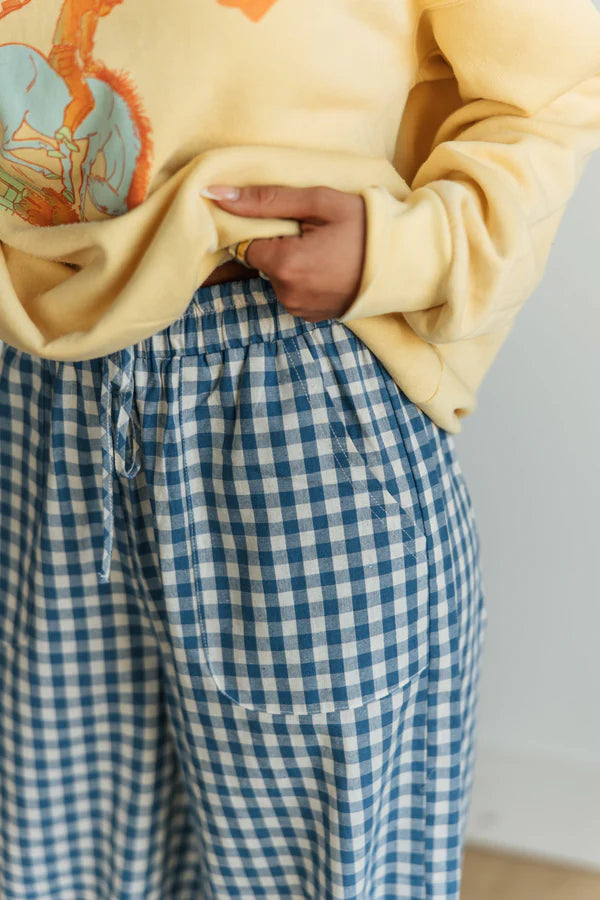 Blue Gingham Lightweight Pant