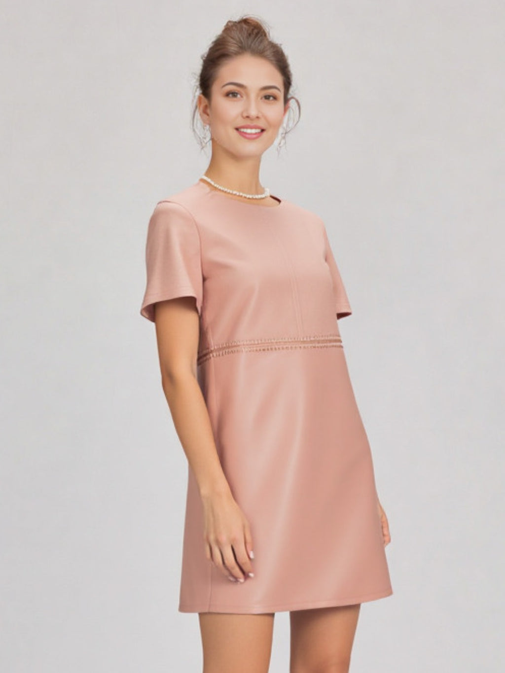 Vegan Leather Blush Mini Dress