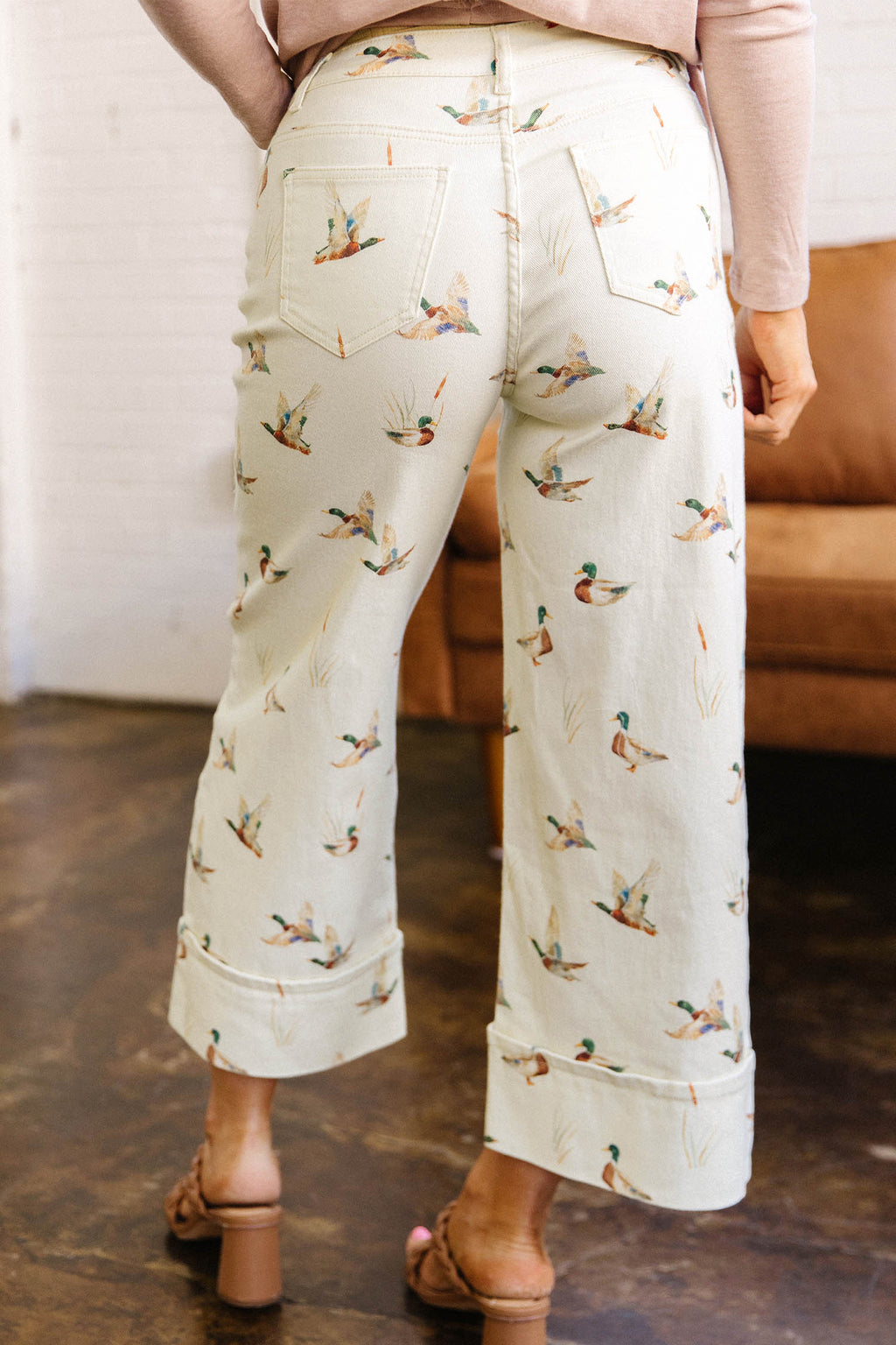 Mad About Mallards Cropped Cuff Denim Pants