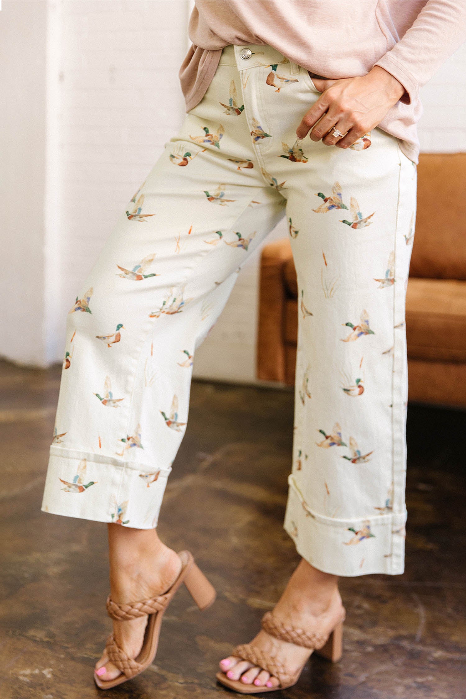 Mad About Mallards Cropped Cuff Denim Pants