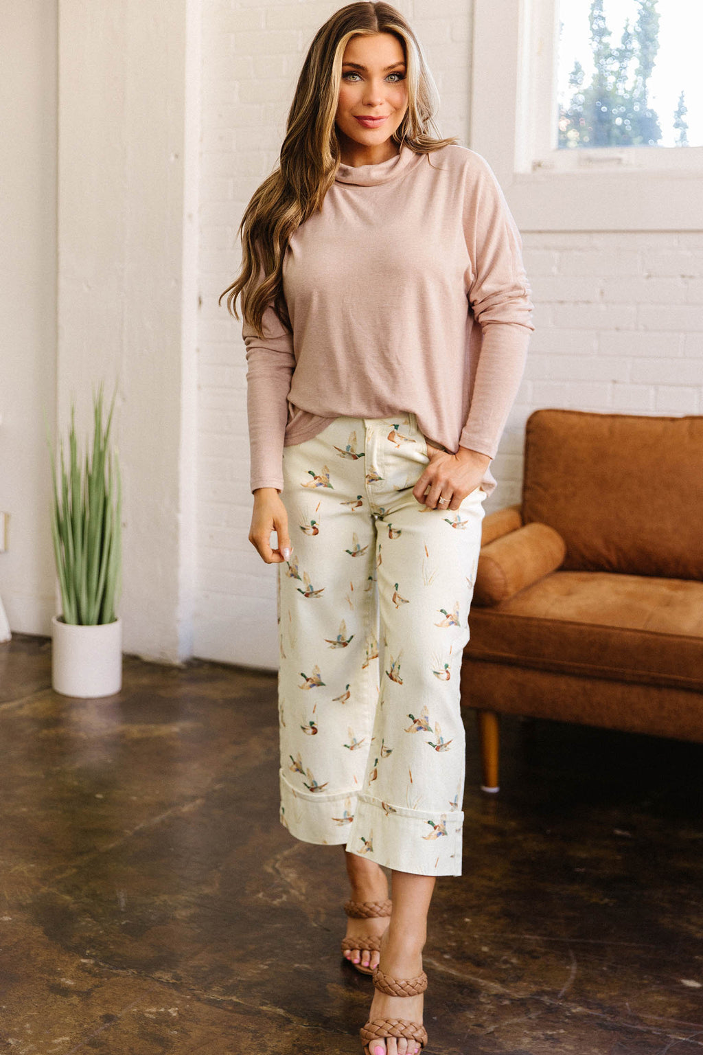 Mad About Mallards Cropped Cuff Denim Pants