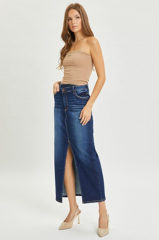 Risen Denim - Highrise Cross Over Maxi Skirt