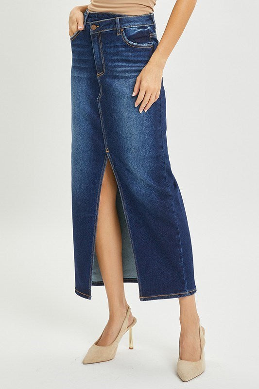Risen Denim - Highrise Cross Over Maxi Skirt