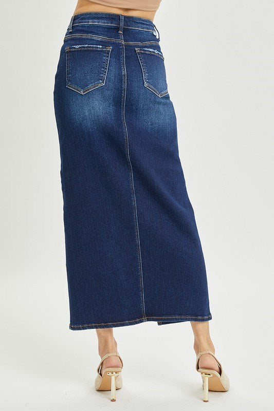 Risen Denim - Highrise Cross Over Maxi Skirt