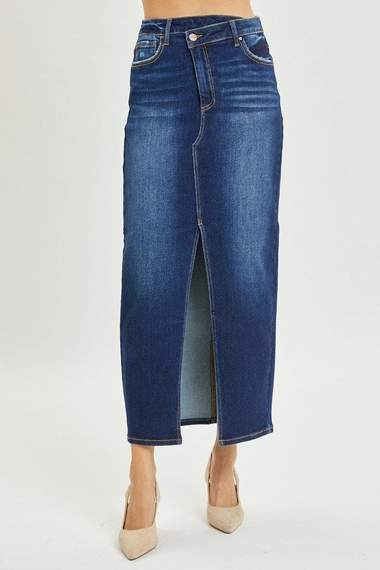 Risen Denim - Highrise Cross Over Maxi Skirt
