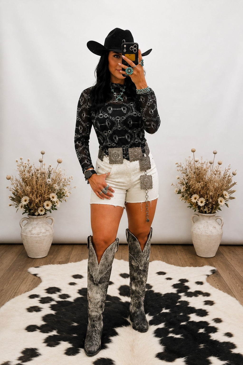 Lucky and Blessed Horse Bit Mesh Top