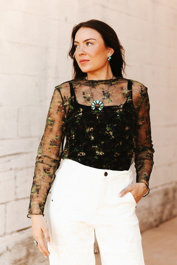 Camo Colored Floral Mesh by Lucky and Blessed