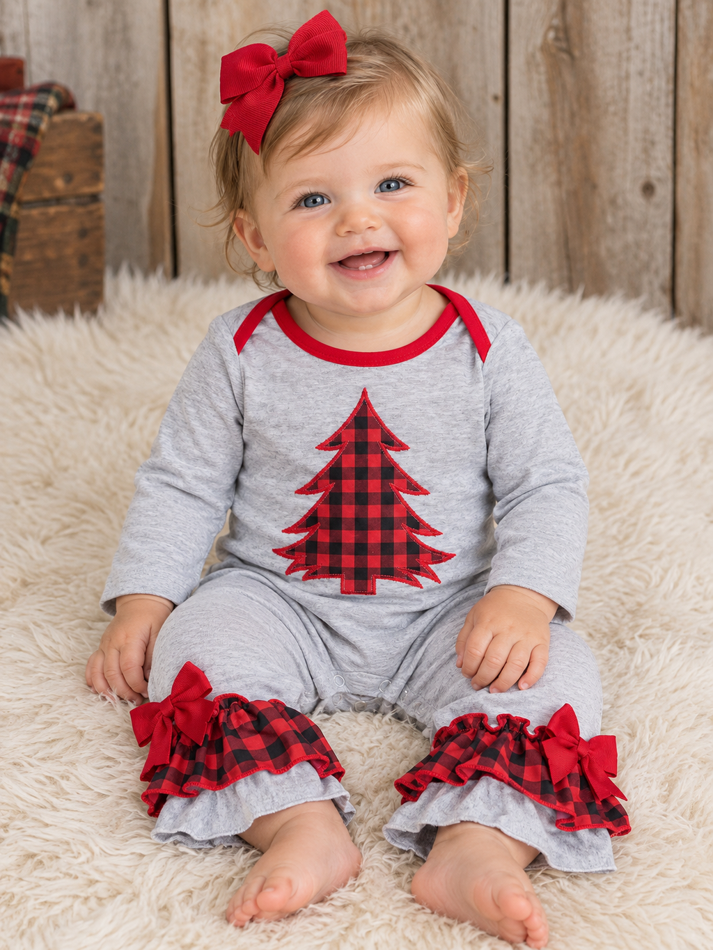 Christmas Tree Spark Ruffle Romper