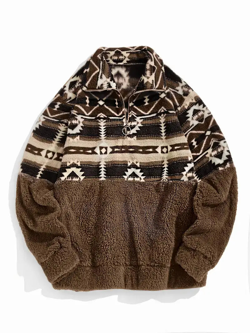 Tribal Fleece Half Zip Pullover Sweater