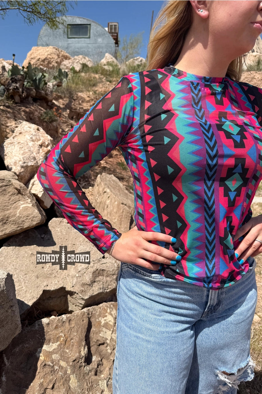 Rowdy Crowd Retro Funk Mesh Top