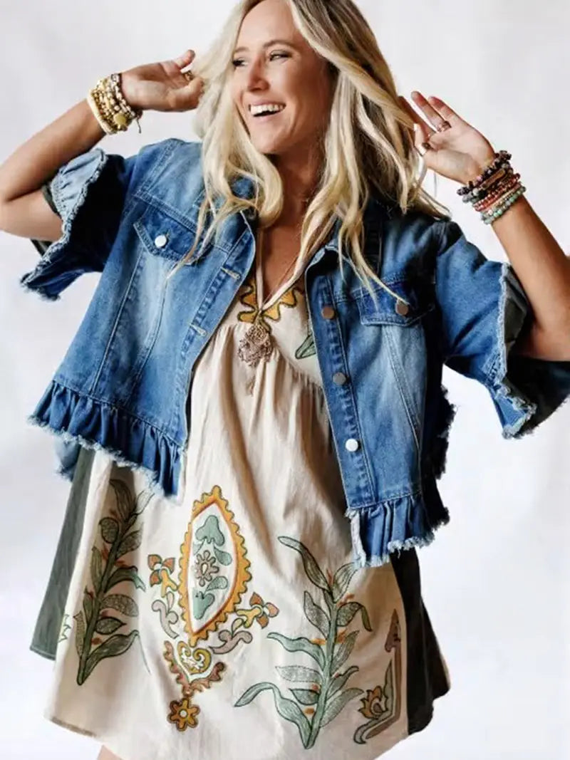 Frayed Hem Denim Jacket