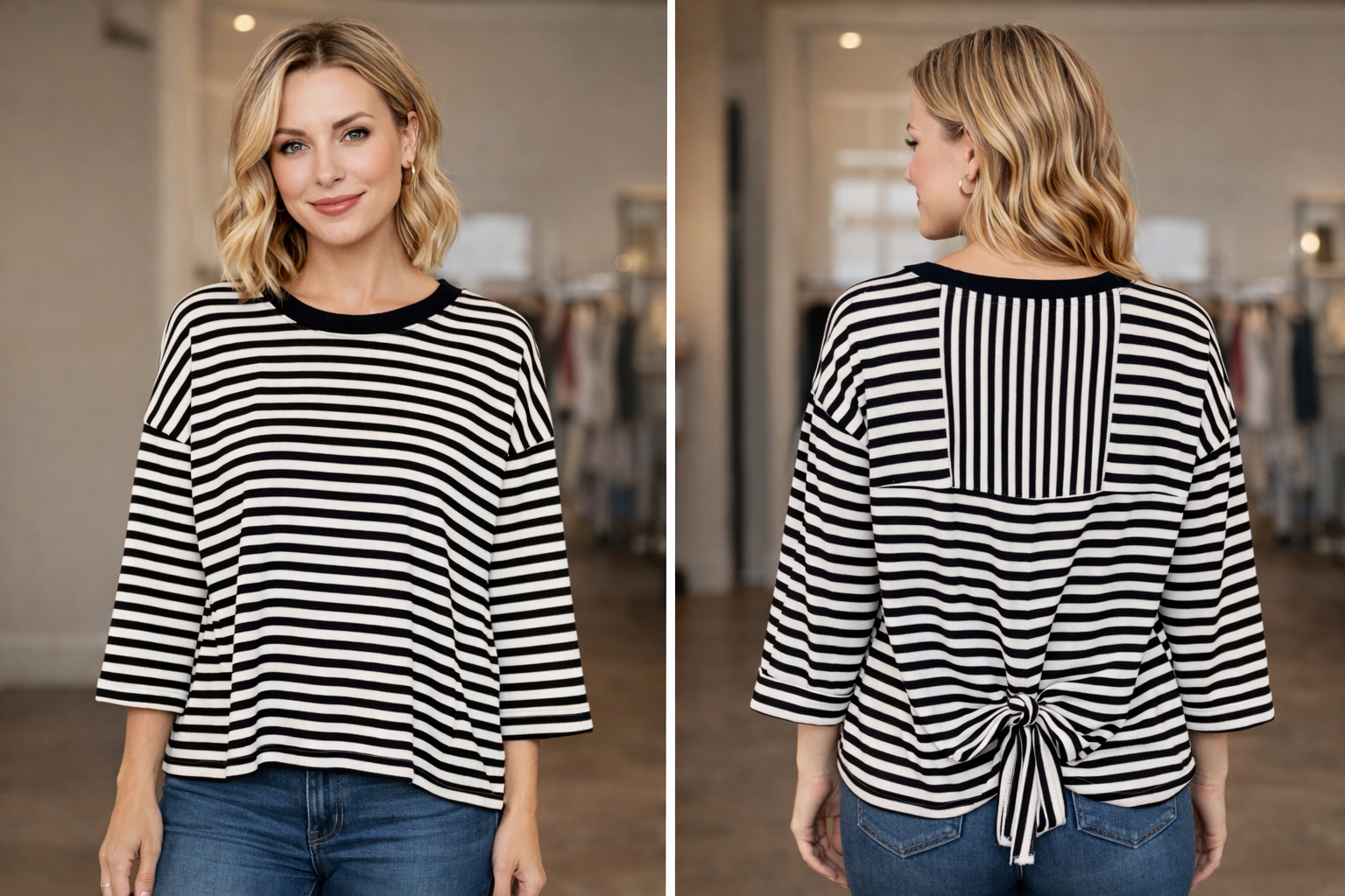 Black and White Striped Top