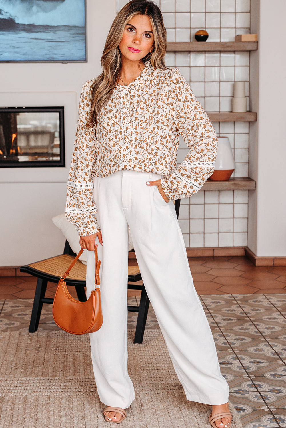 Melanie Lace Floral Puff Sleeve Top-3