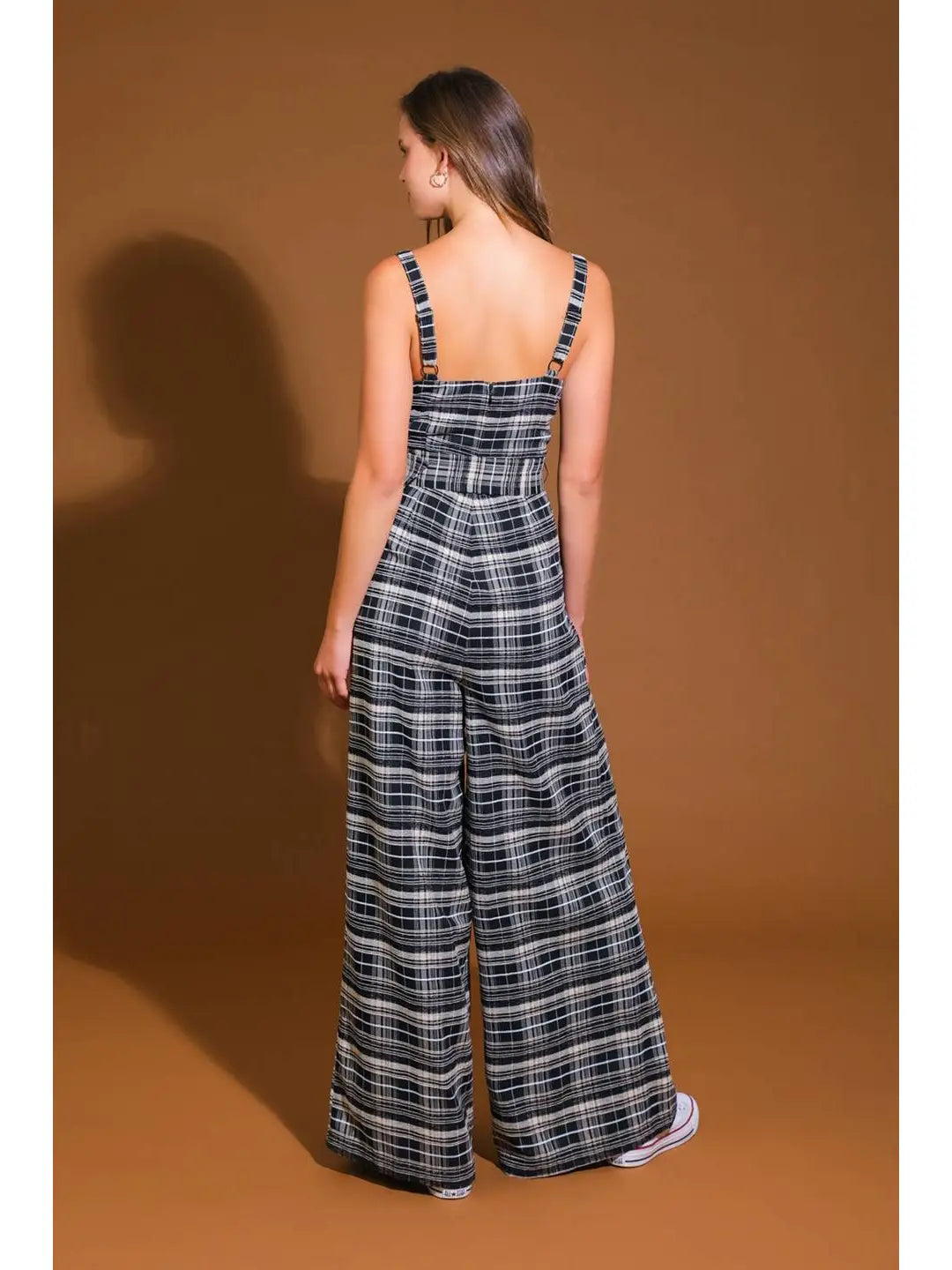 Woven Plaid Jumpsuit