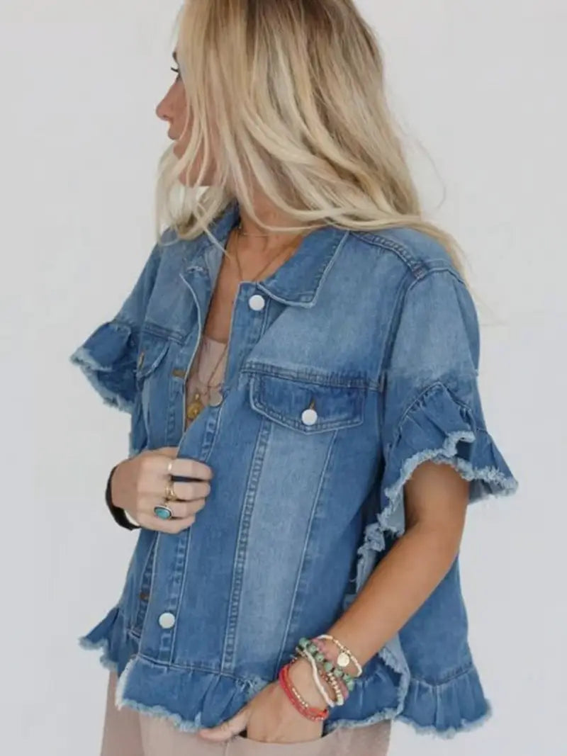 Frayed Hem Denim Jacket