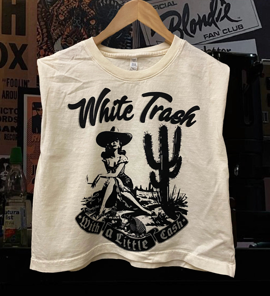 White Trash with a little Cash boxy cropped muscle top
