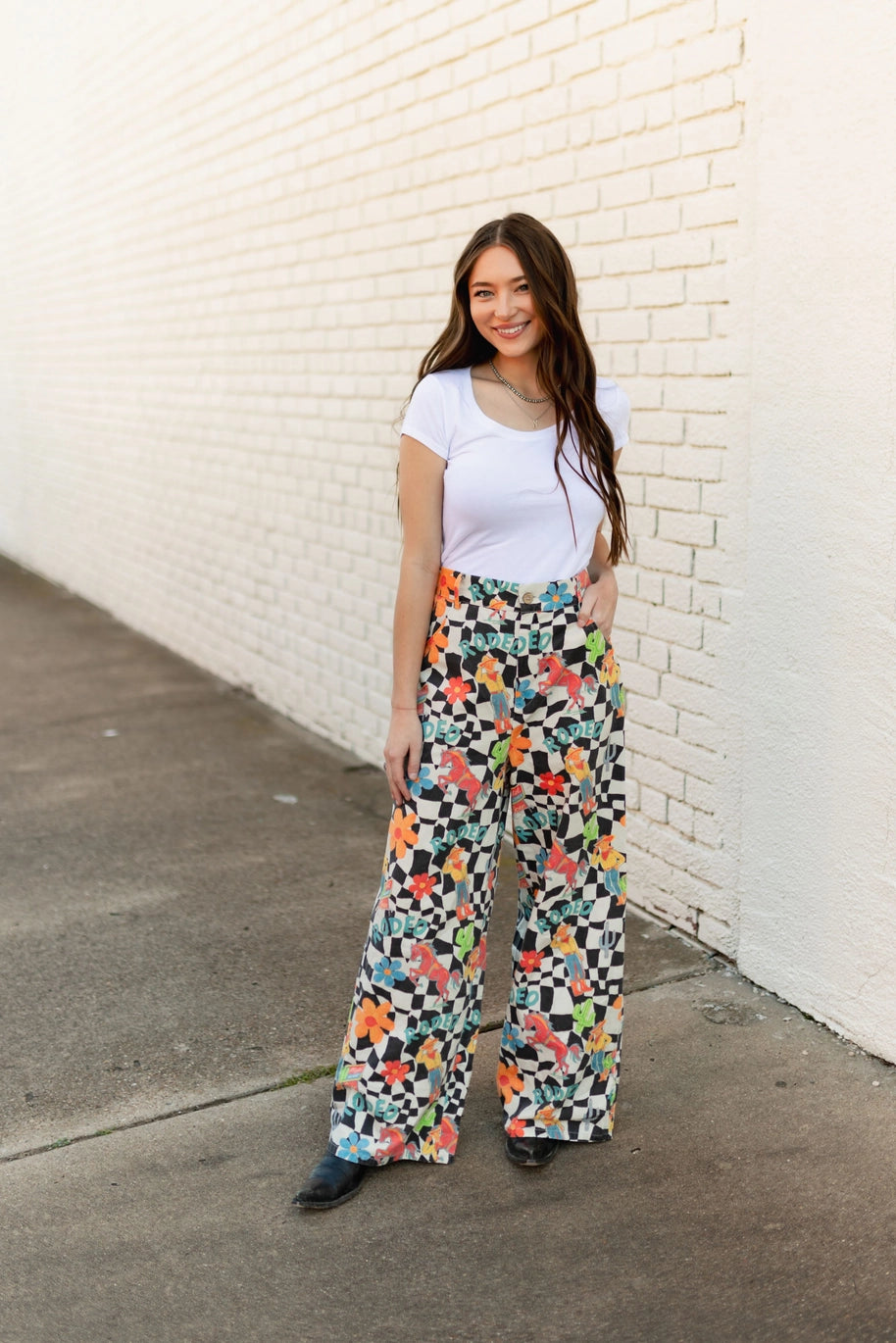 Retro Neon Cowboy Check Pants