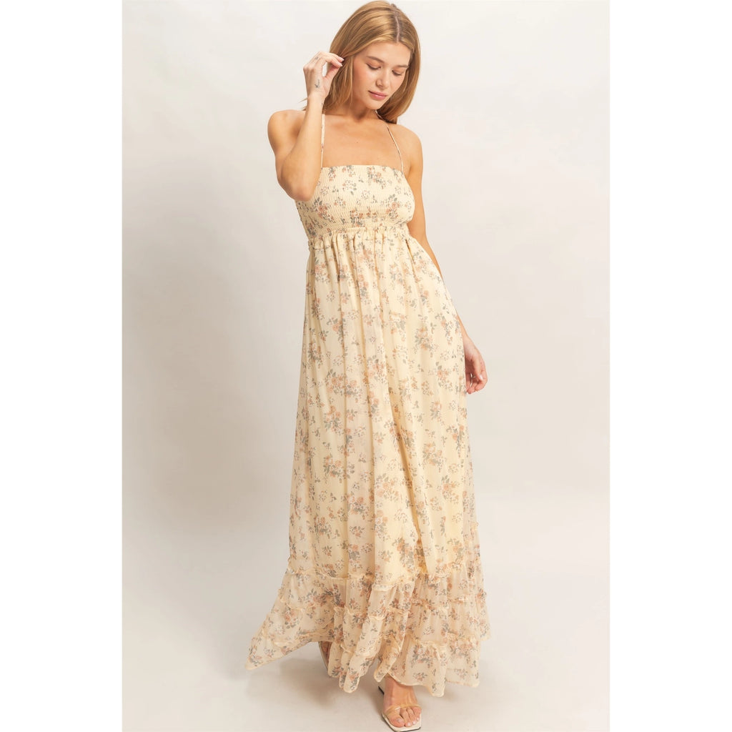 Smocked Floral Maxi Dress