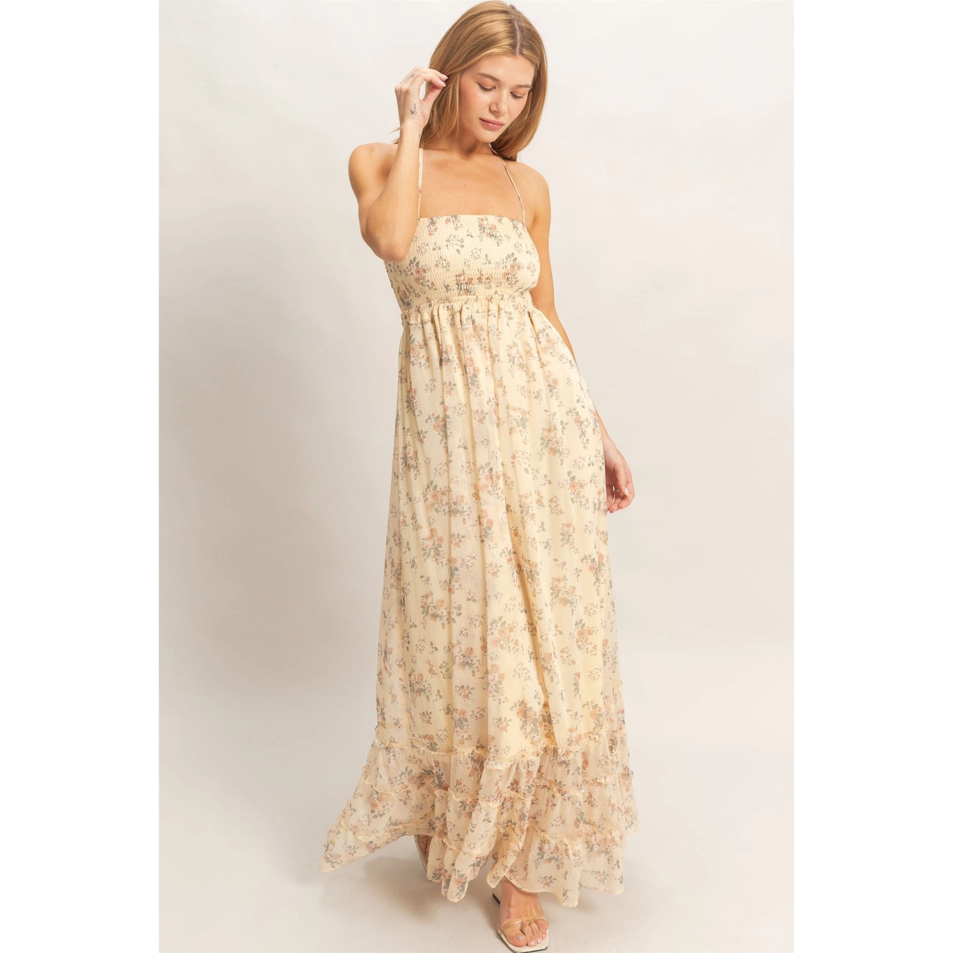 Smocked Floral Maxi Dress