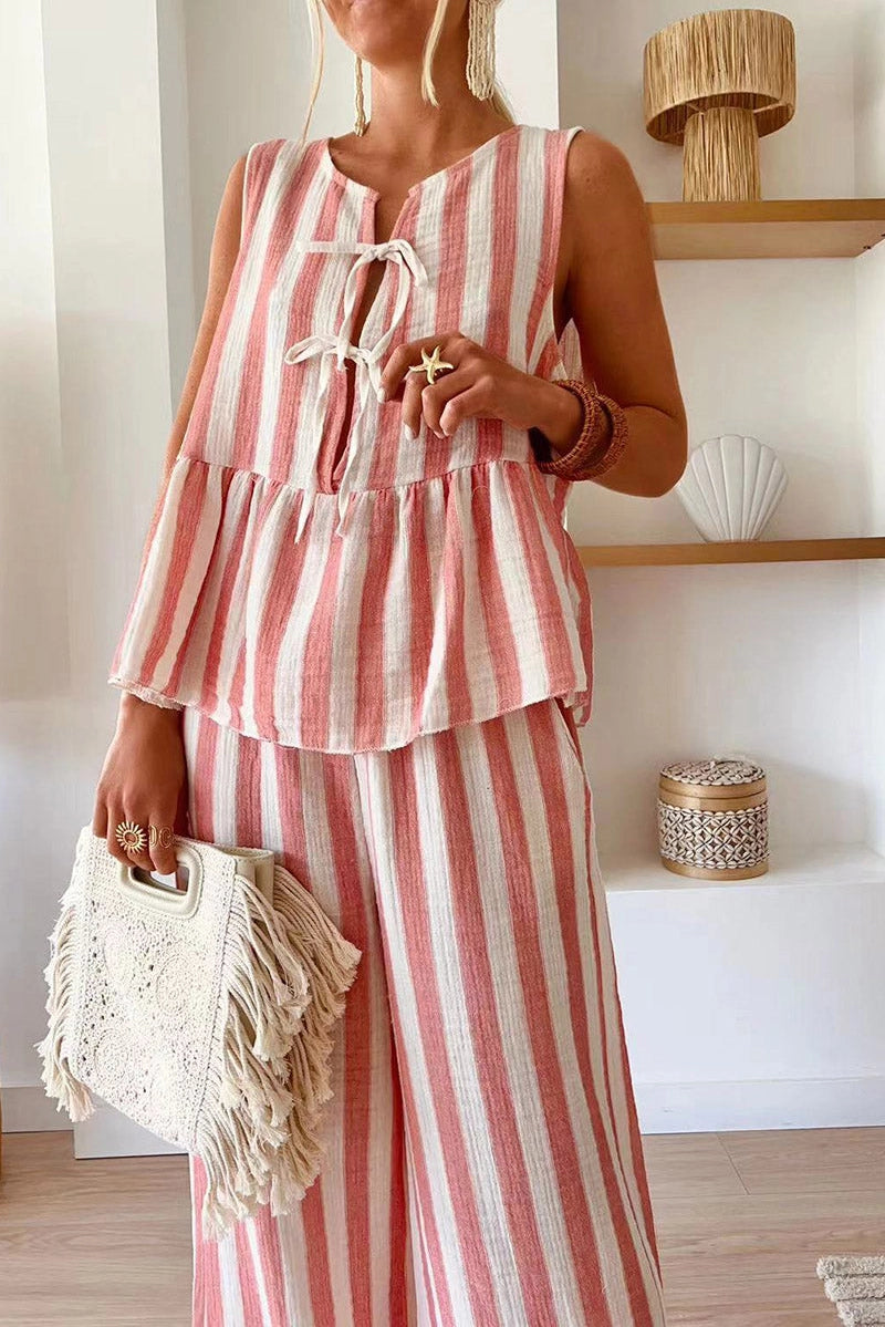 Cabana Bay Stripe Ruffle Pant Set