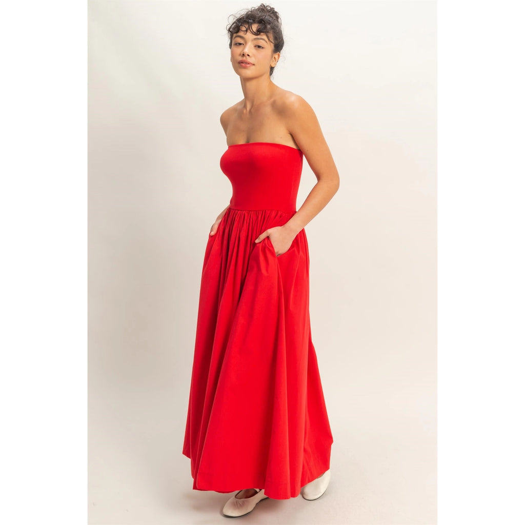 Strapless Crispy Cotton Dress