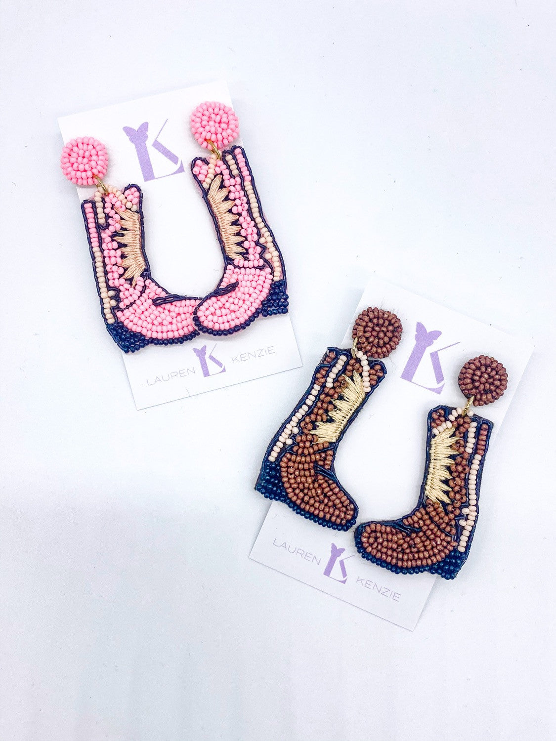 Beaded Cowboy Boots Earrings