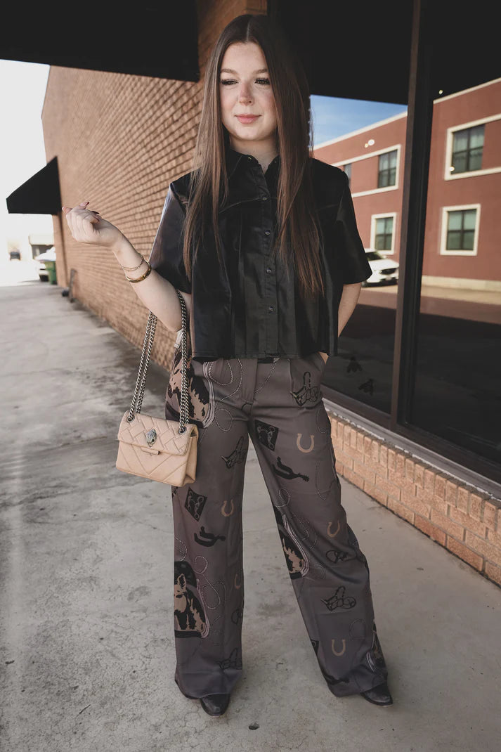 The Desperado Midnight Faux Leather Top