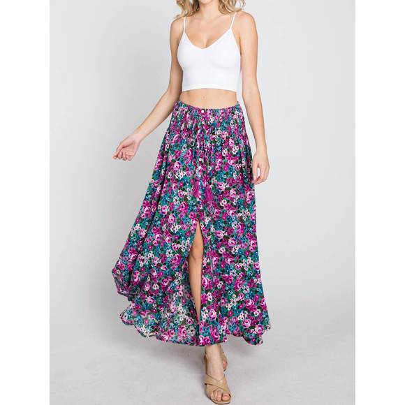 Purple Floral Skirt - Plus Size