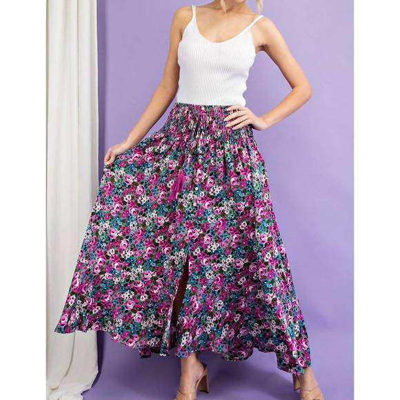 Purple Floral Skirt - Plus Size