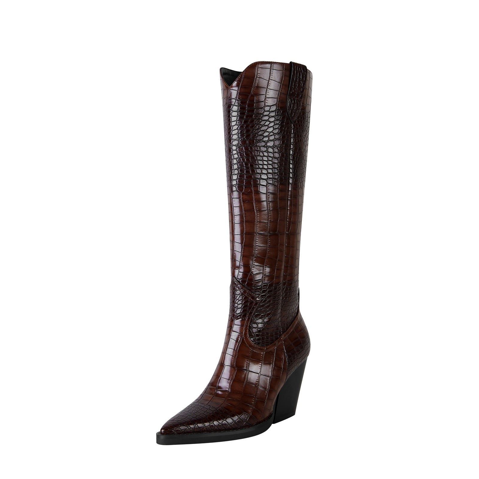 Rich Tone Leather Country Knee High Boots