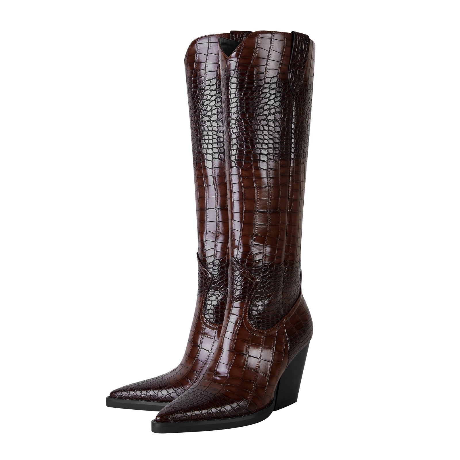 Rich Tone Leather Country Knee High Boots
