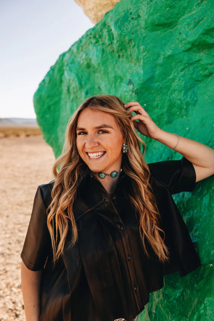 The Desperado Midnight Faux Leather Top